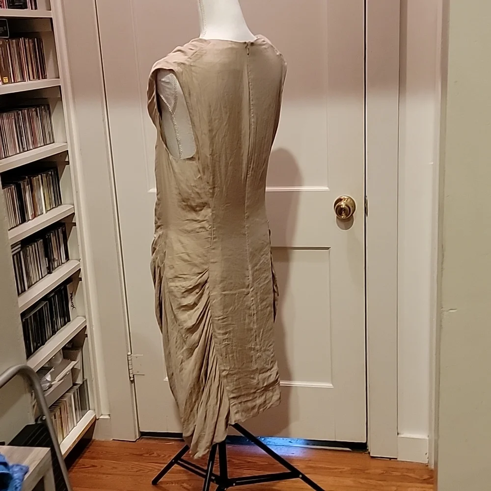 Allsaints Spitalfields Contour Dress in metallic Beige US 10 Japanese Cloth - Picture 8 of 13